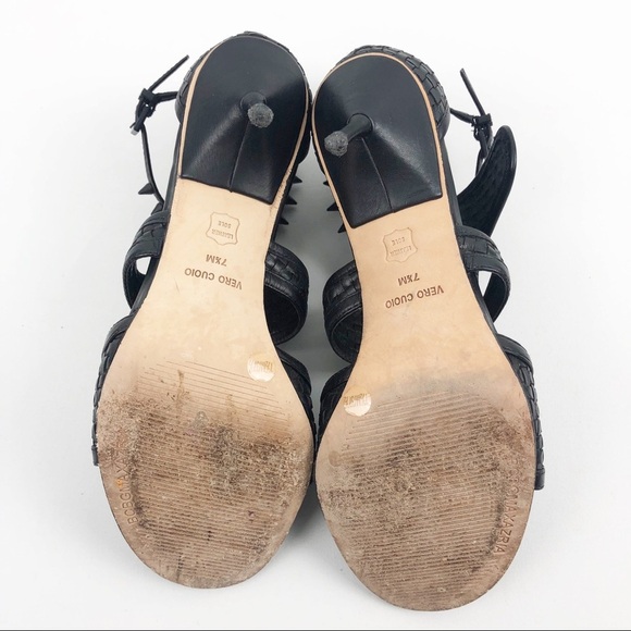 BCBGMAXAZRIA Black Spike Leather Stilettos Heels - Picture 8 of 8